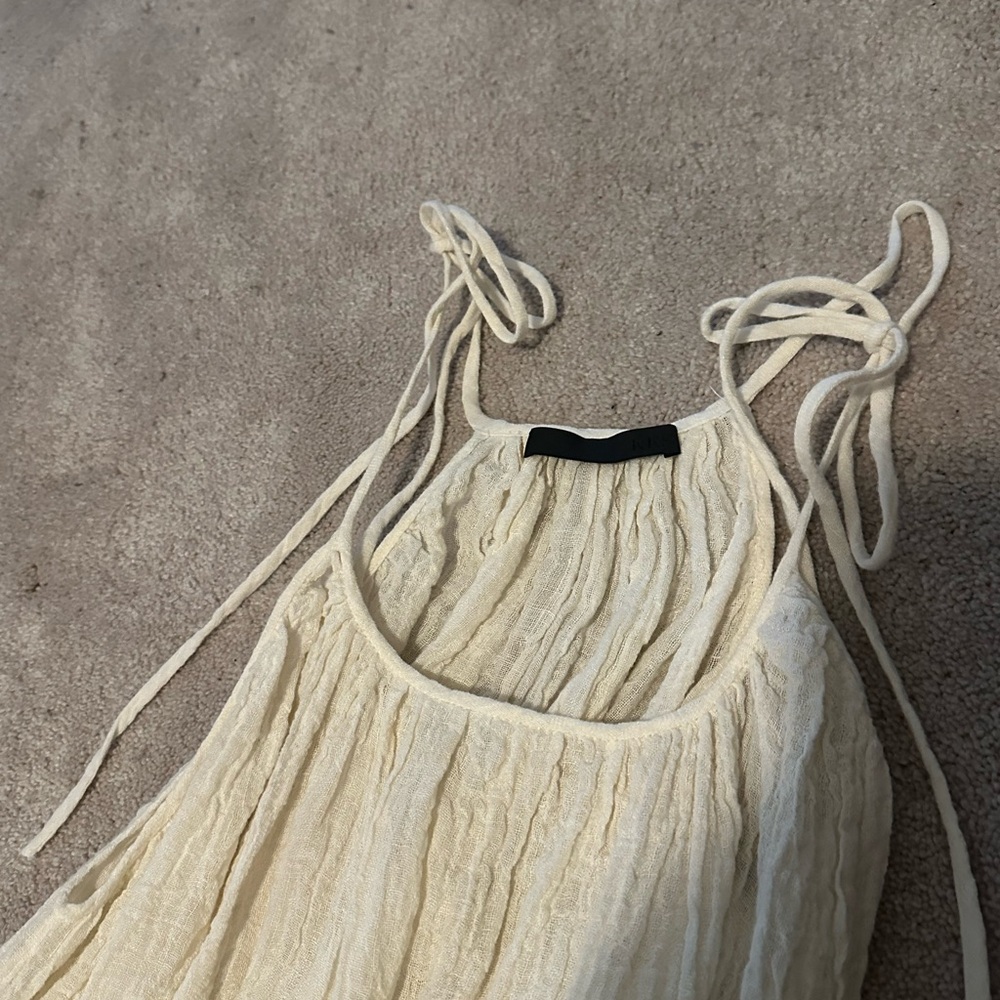 KES nyc Cream Sleeveless Dress with Tie Straps perfect for beach